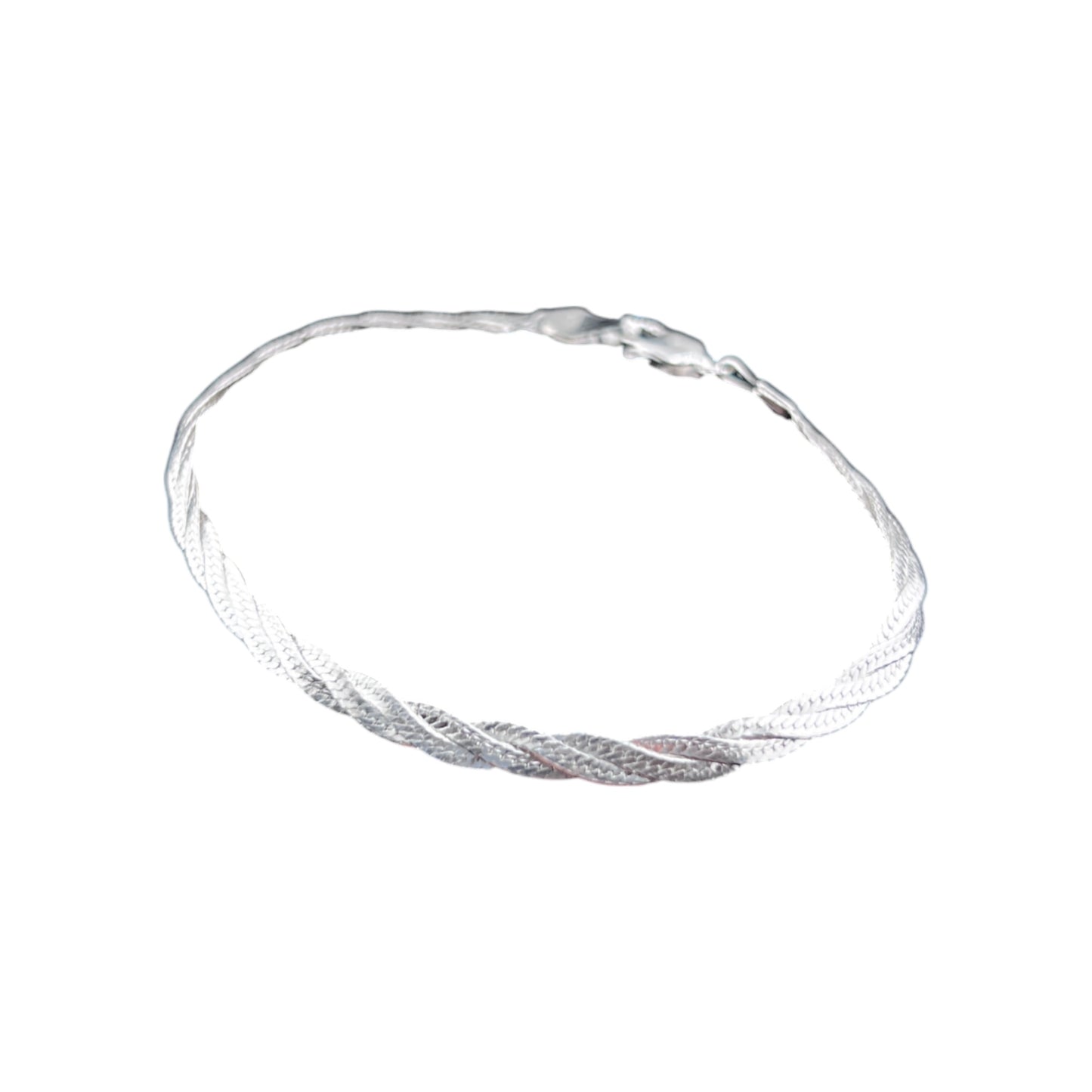 925 Sterling Silver Bracelet Chain HB 035 TRENZADA 3 HILOS LAZO DECOR