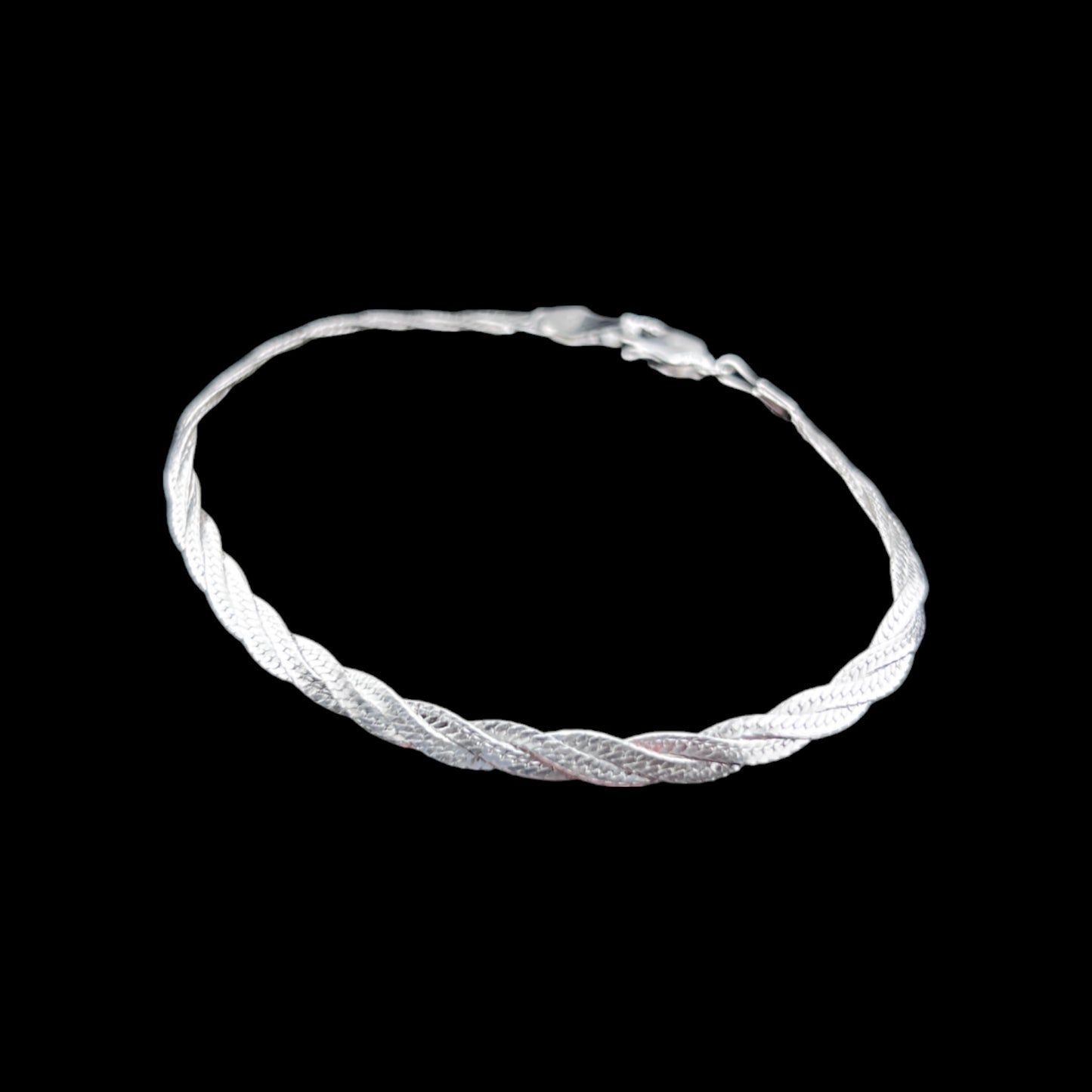 925 Sterling Silver Bracelet Chain HB 035 TRENZADA 3 HILOS LAZO DECOR