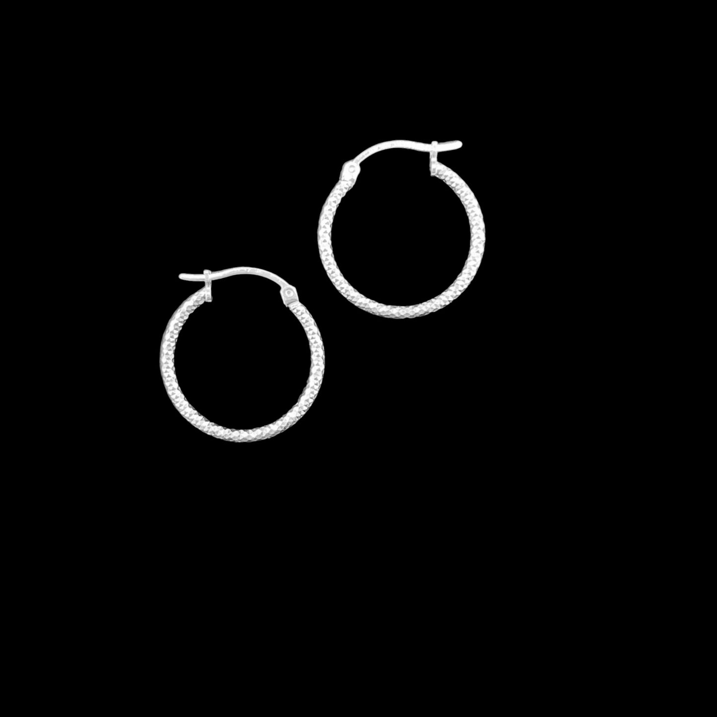 925 HOOP Silver Earrings Diamond Cut AD200PN