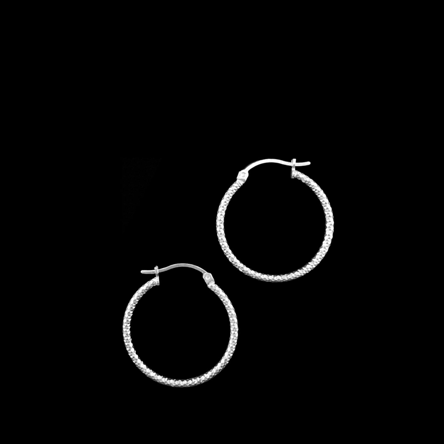 925 HOOP Silver Earrings Diamond Cut AD200PN