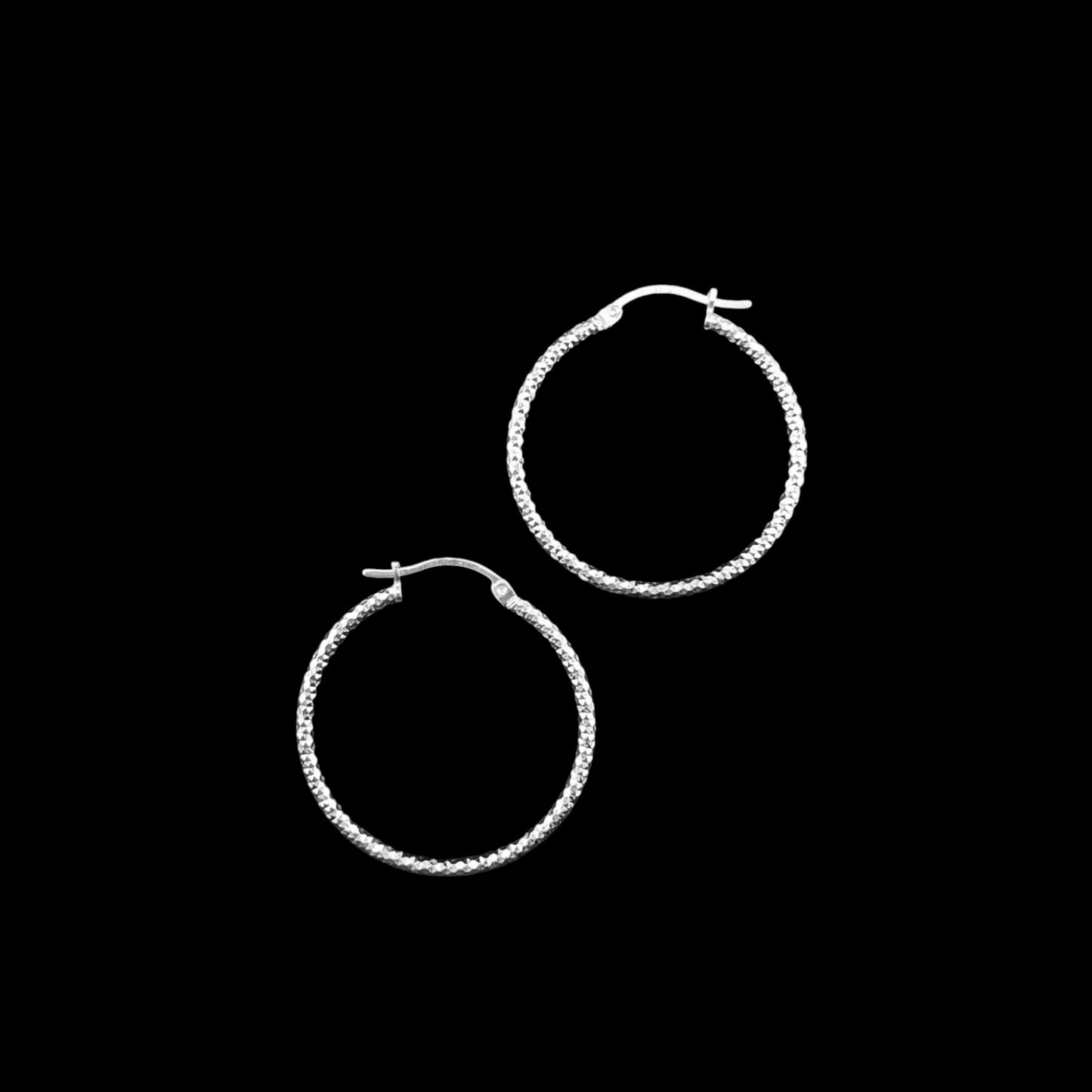 925 HOOP Silver Earrings Diamond Cut AD200PN