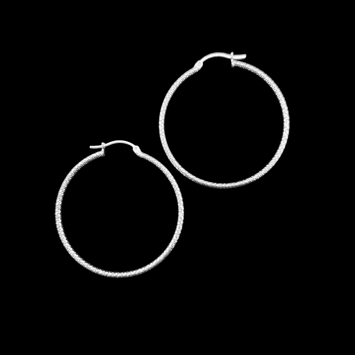 925 HOOP Silver Earrings Diamond Cut AD200PN