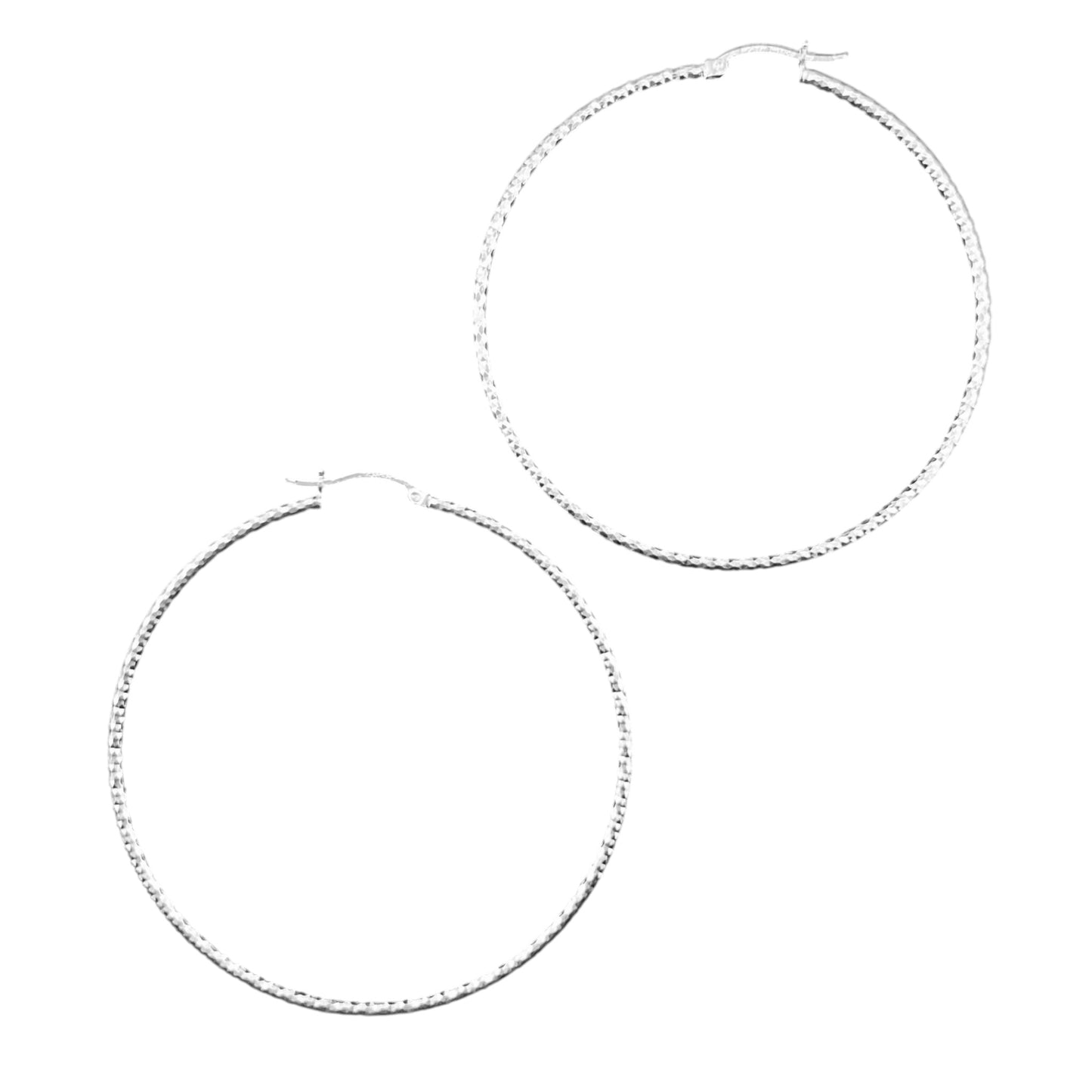 925 HOOP Silver Earrings Diamond Cut AD200PN