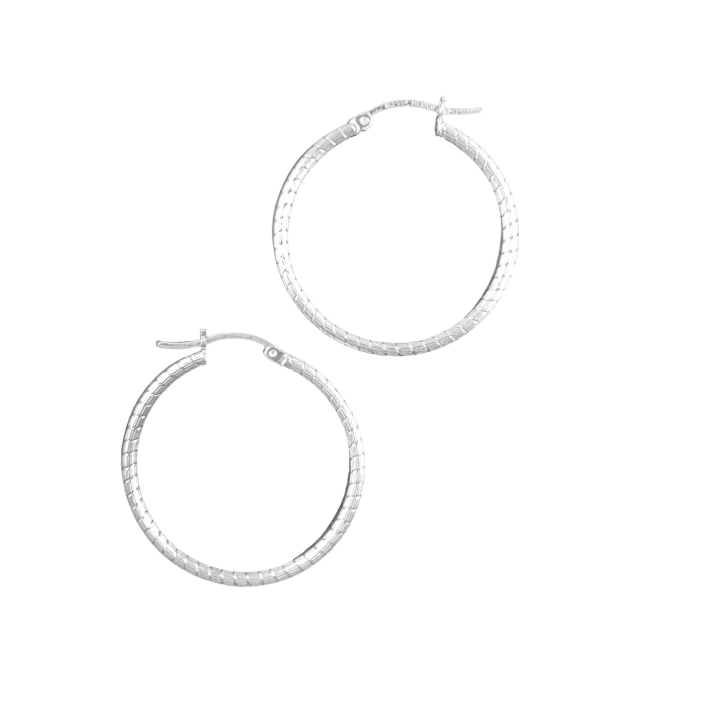 925 HOOP Silver Earrings Diamond Cut AD200CT