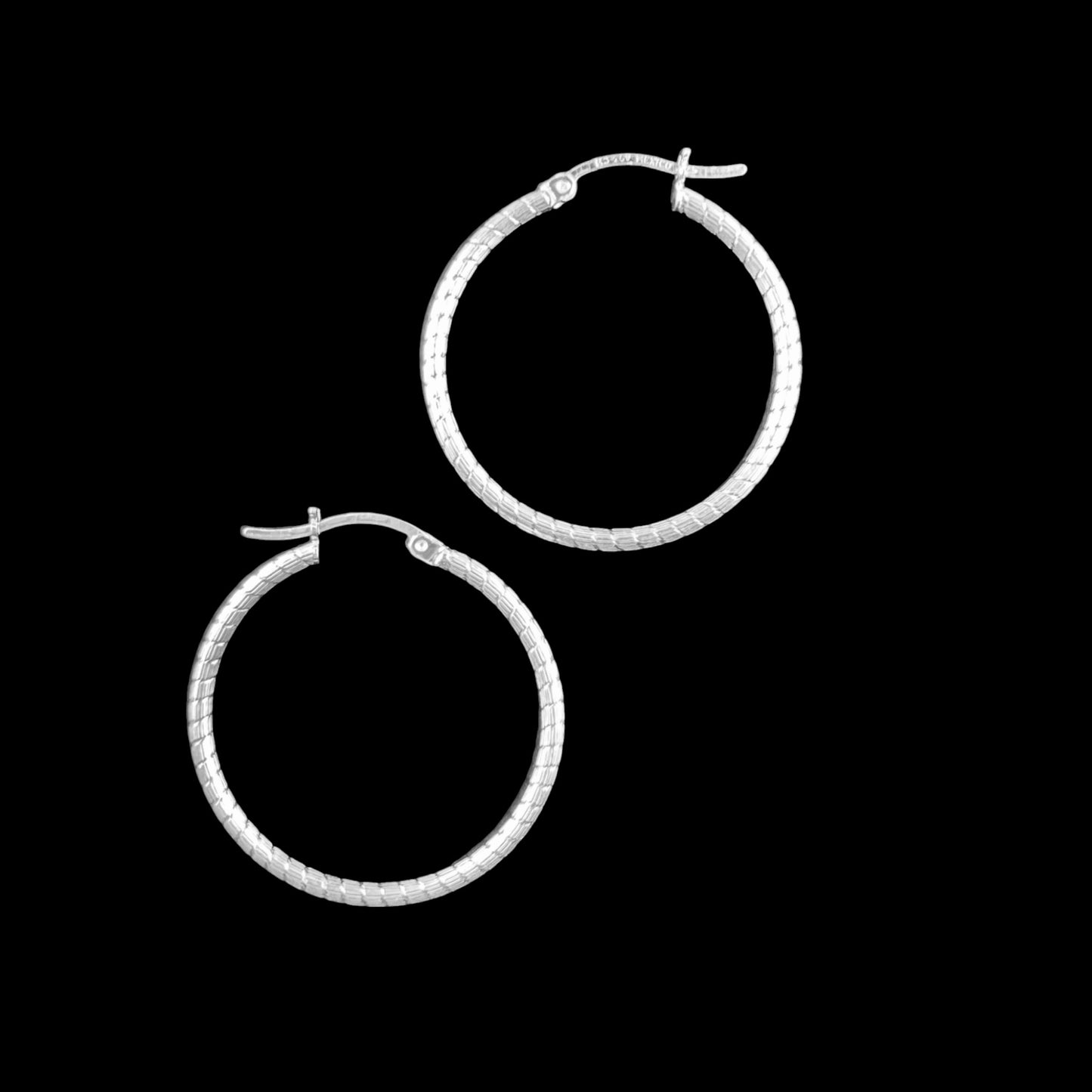 925 HOOP Silver Earrings Diamond Cut AD200CT