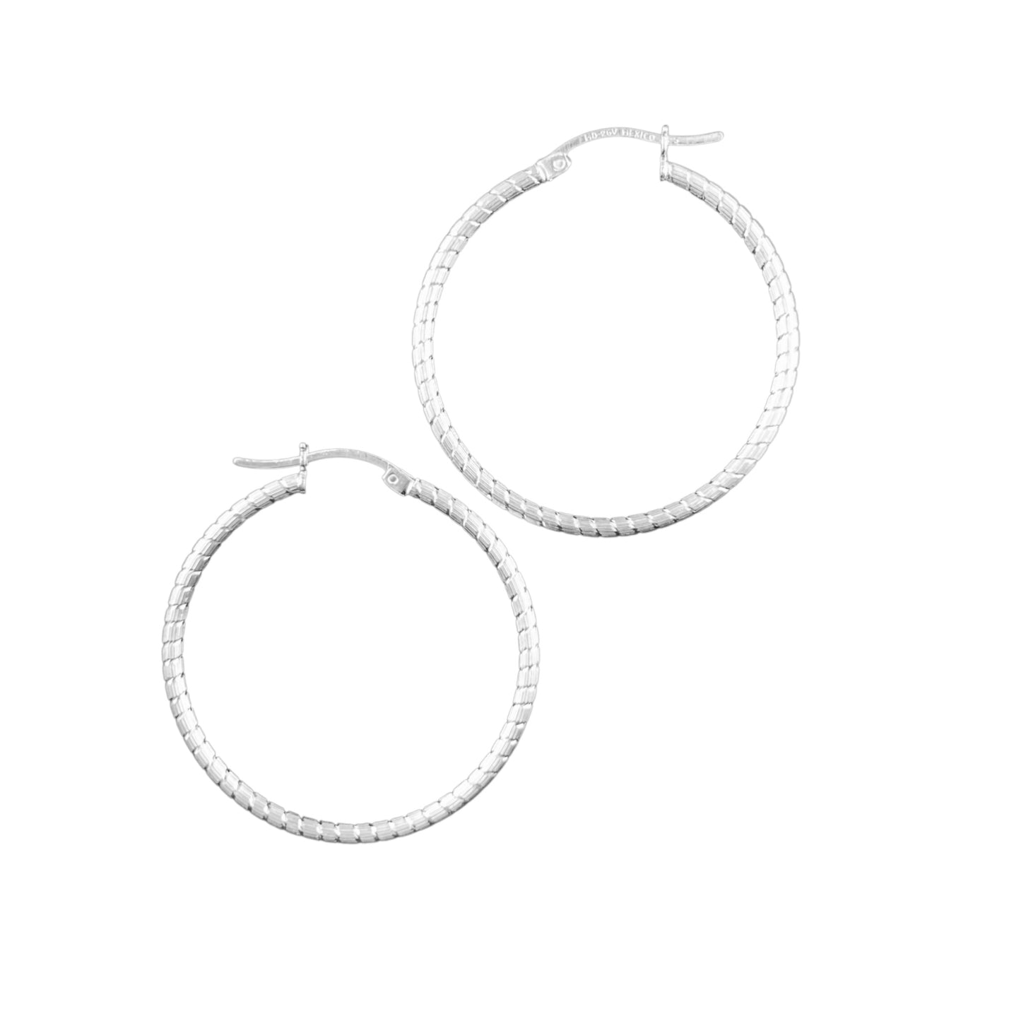 925 HOOP Silver Earrings Diamond Cut AD200CT
