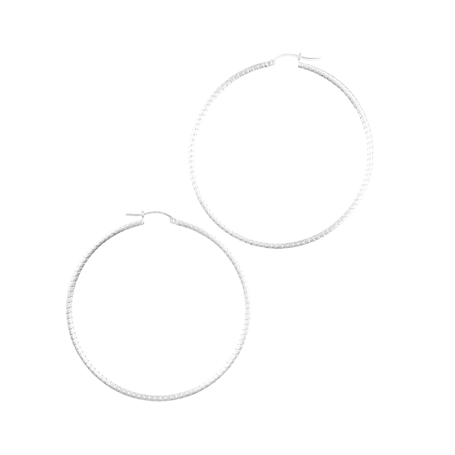 925 HOOP Silver Earrings Diamond Cut AD200CT