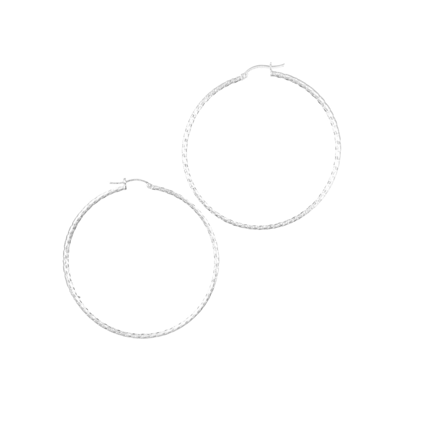 925 HOOP Silver Earrings Diamond Cut AD200CF