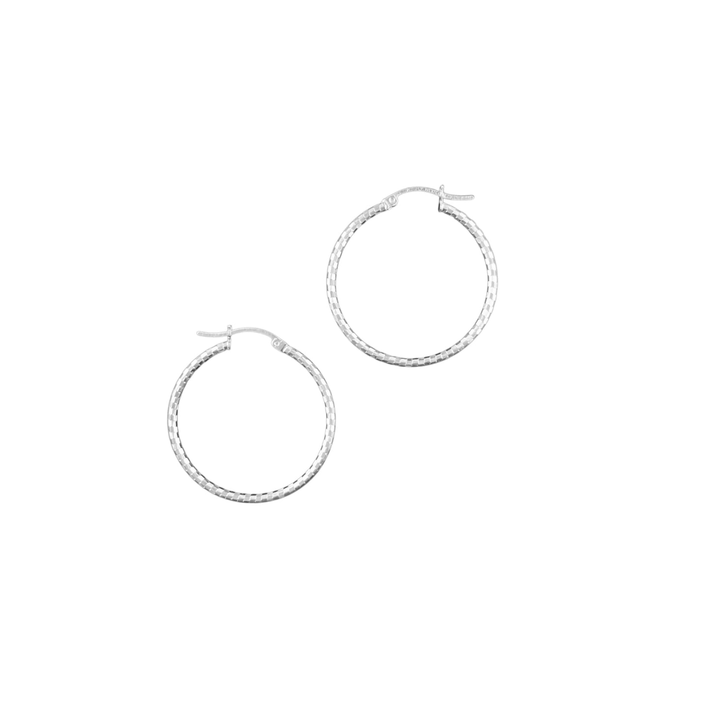 925 HOOP Silver Earrings Diamond Cut AD200DM