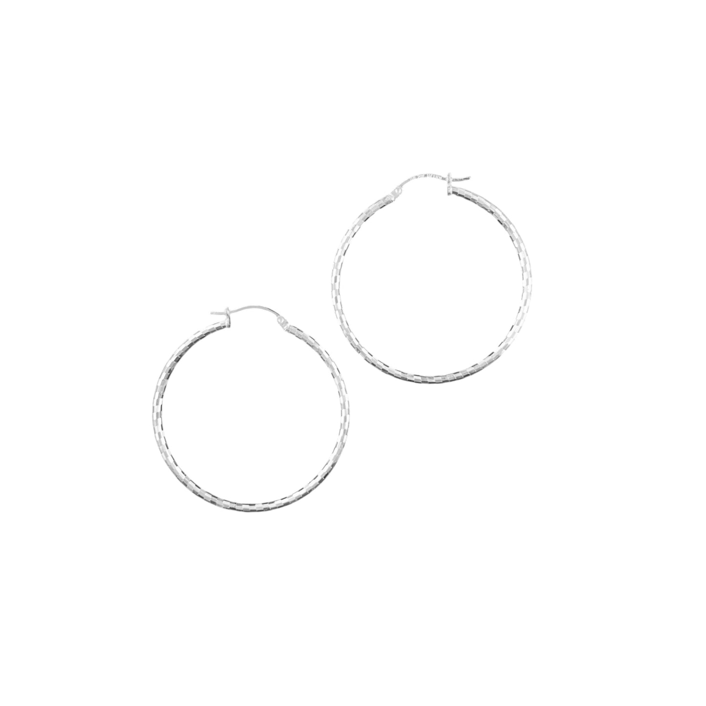 925 HOOP Silver Earrings Diamond Cut AD200DM