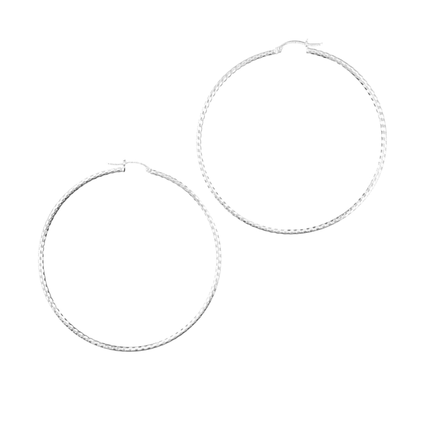 925 HOOP Silver Earrings Diamond Cut AD200DM