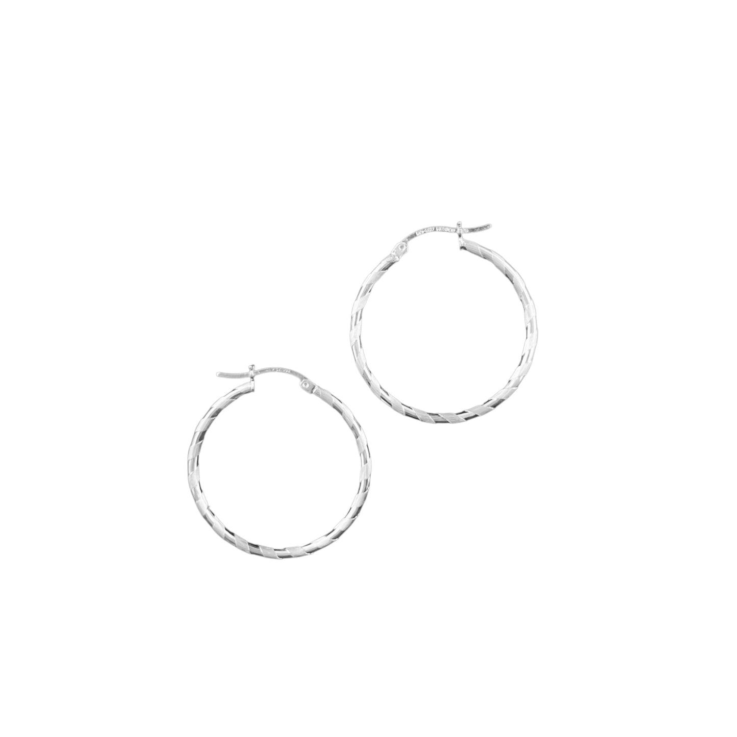 925 HOOP Silver Earrings Diamond Cut AD200CB