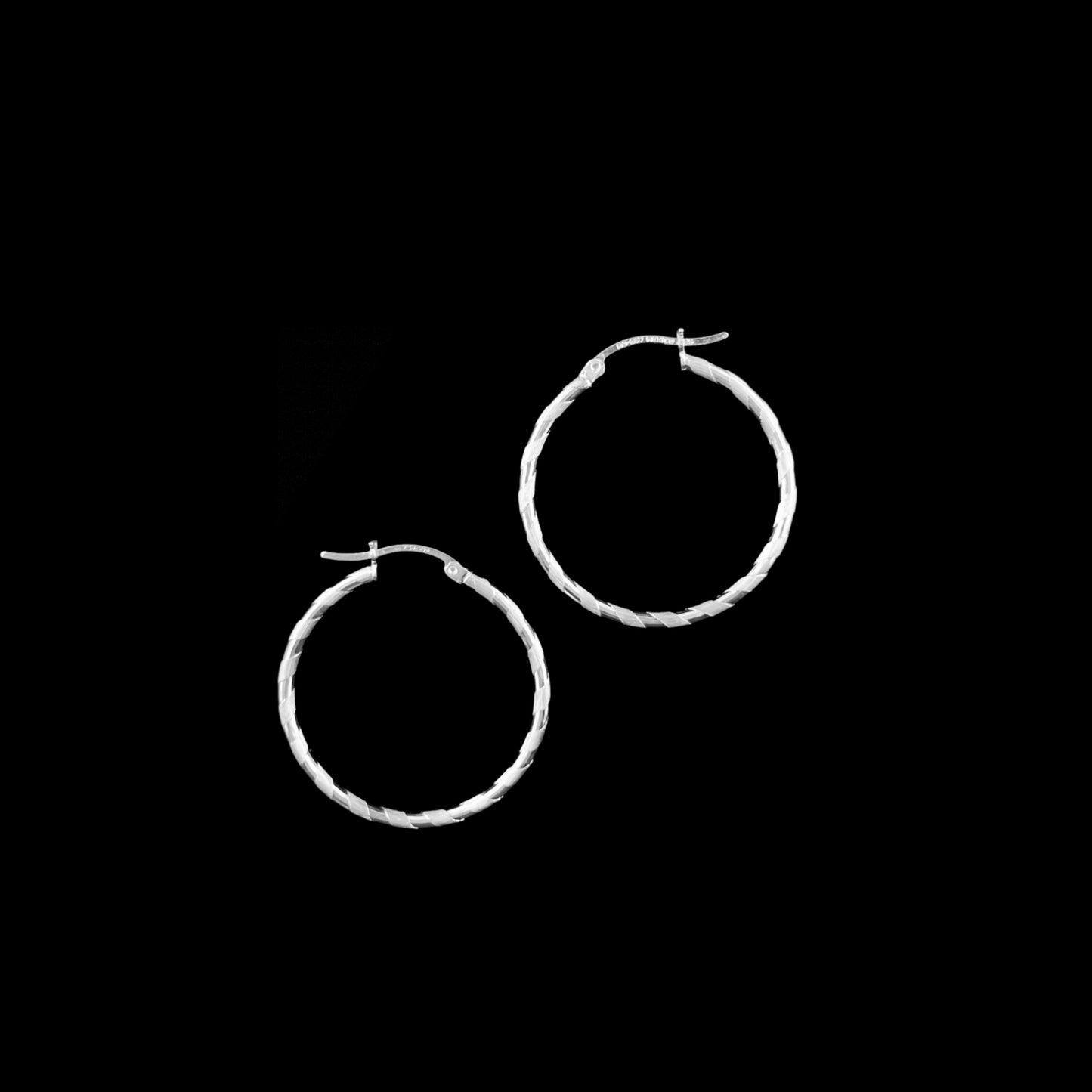 925 HOOP Silver Earrings Diamond Cut AD200CB