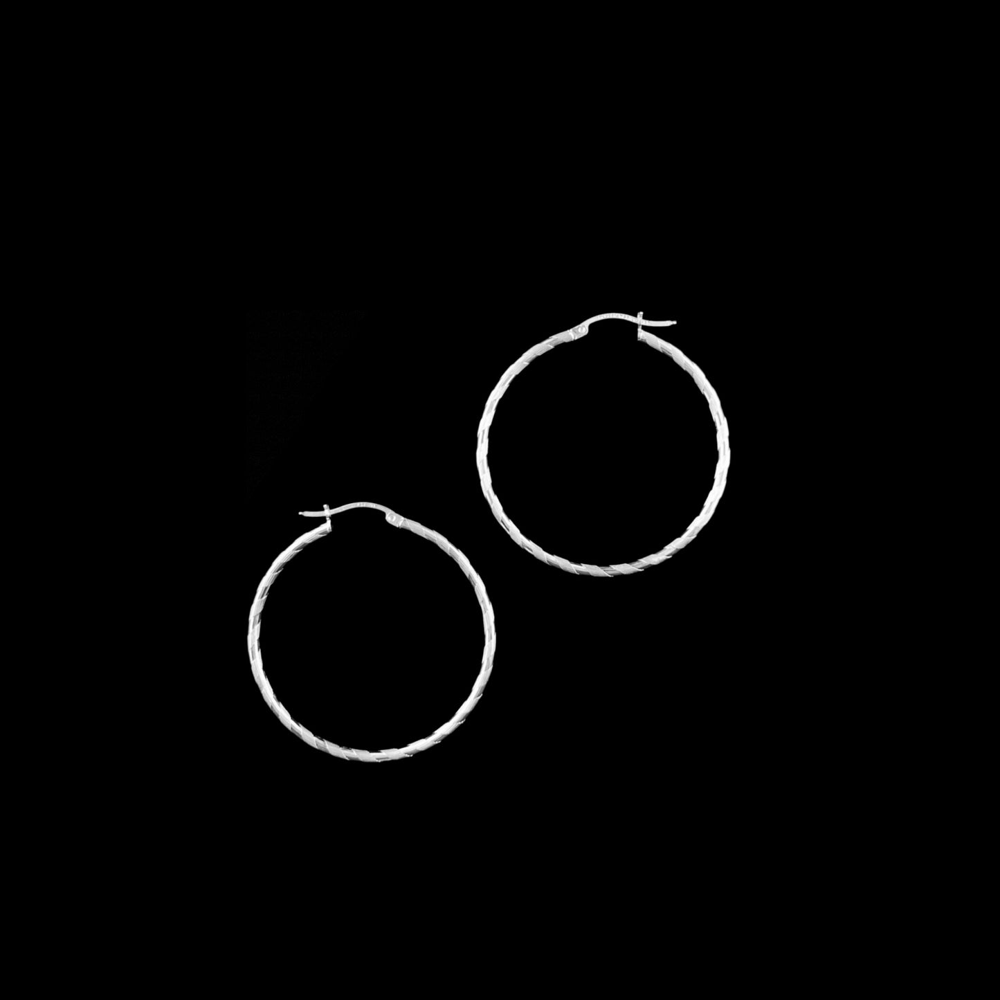 925 HOOP Silver Earrings Diamond Cut AD200CB