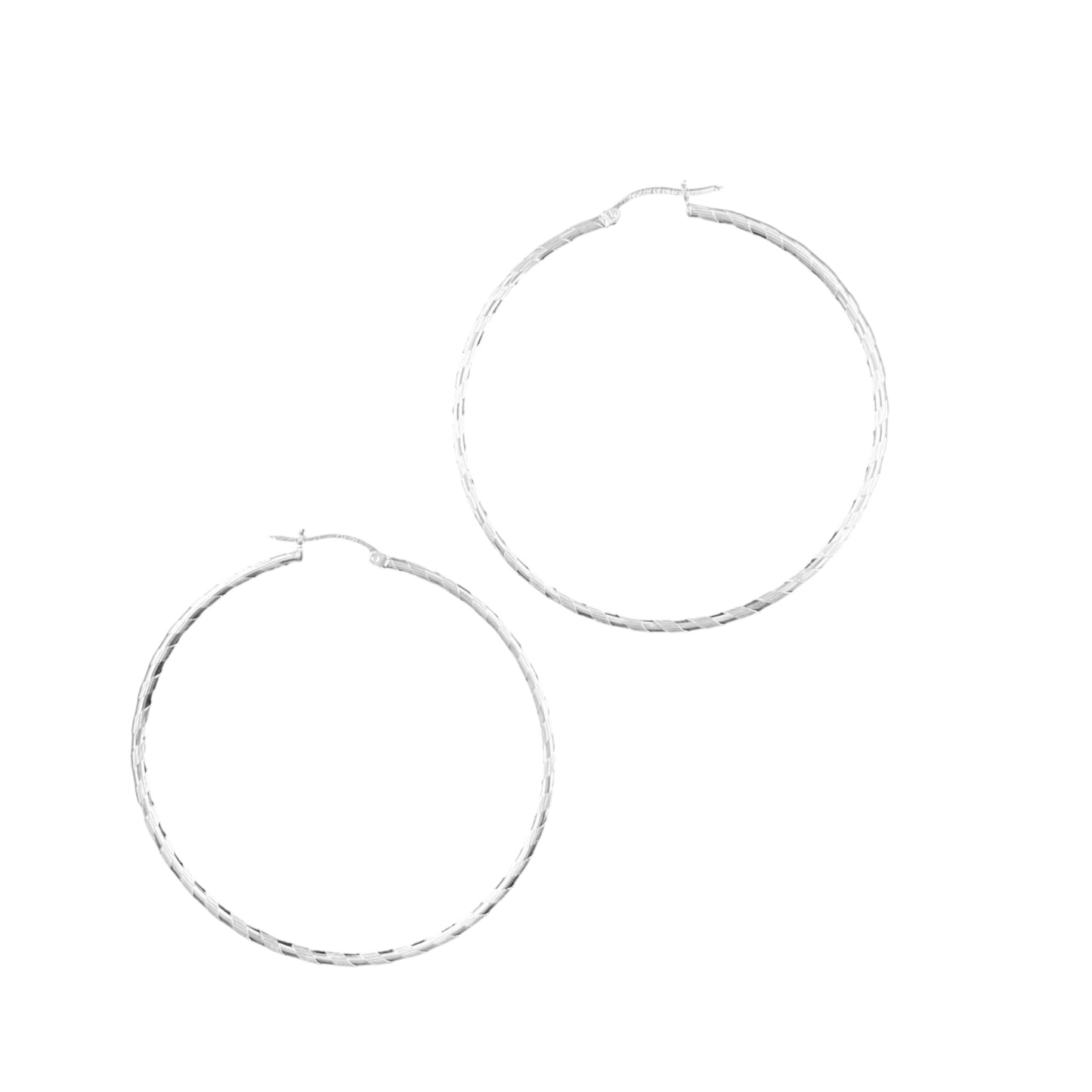 925 HOOP Silver Earrings Diamond Cut AD200CB