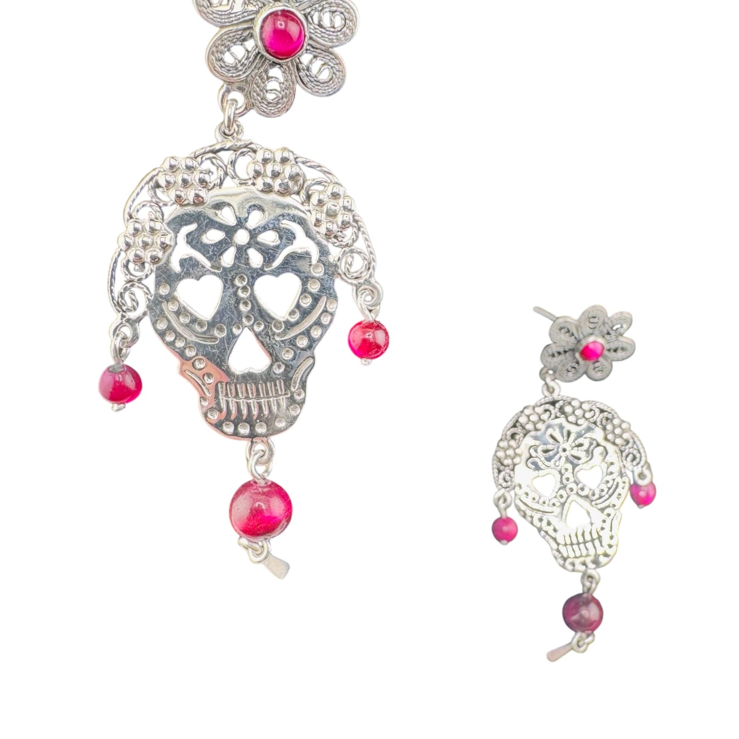 Calavera florinda Piedra rojo drop earrings