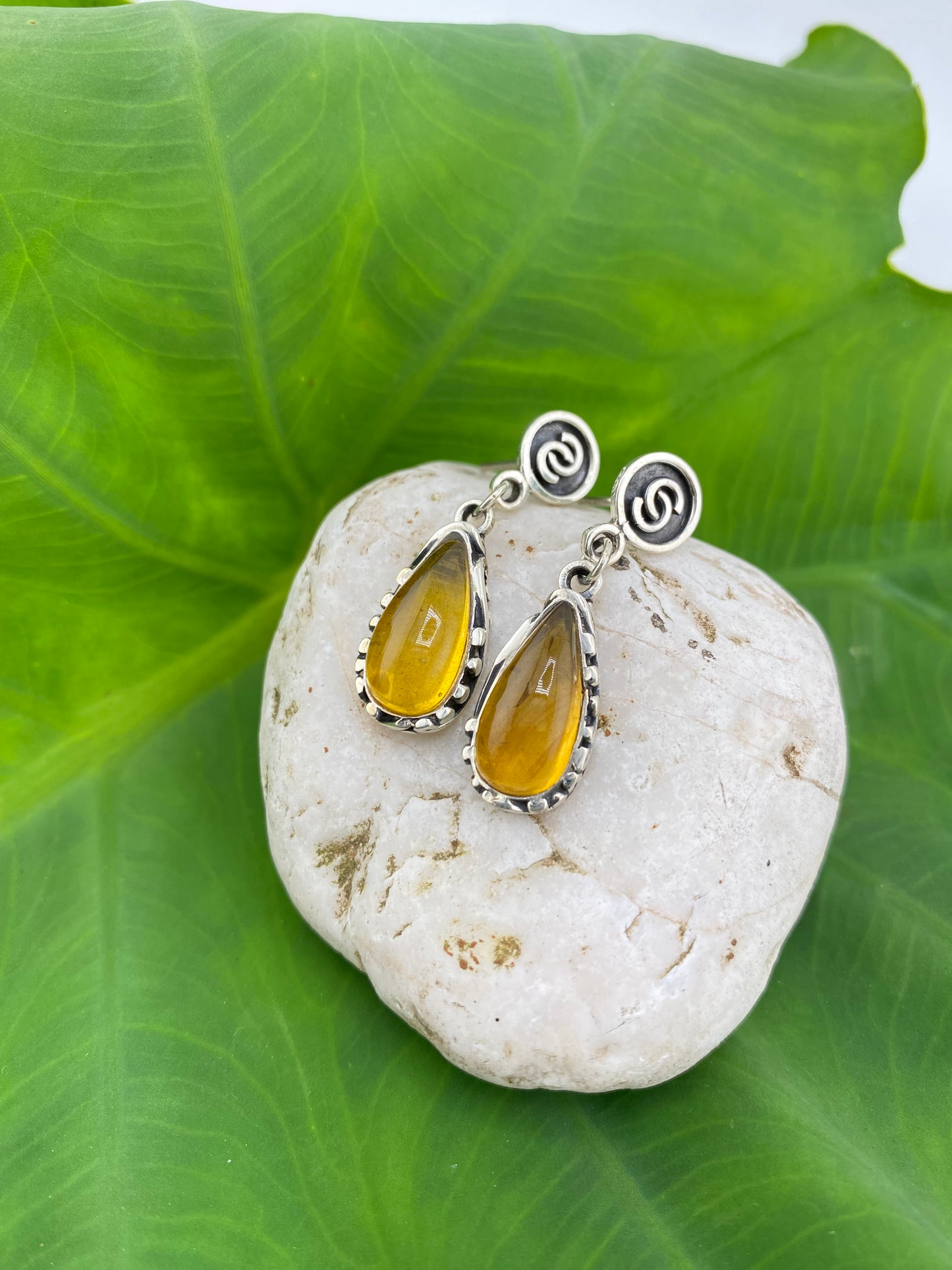 950 Silver Amber Earrings