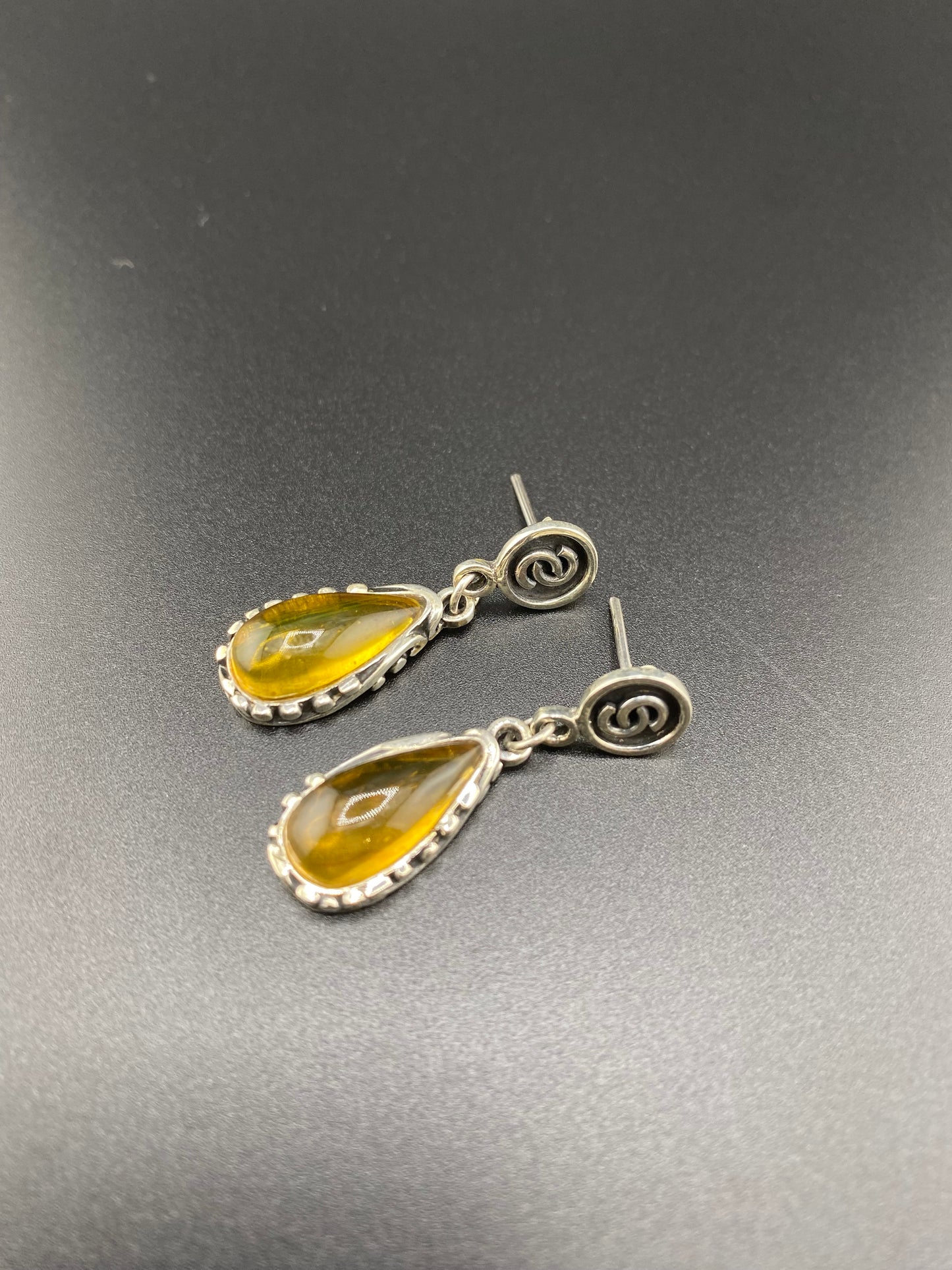 950 Silver Amber Earrings