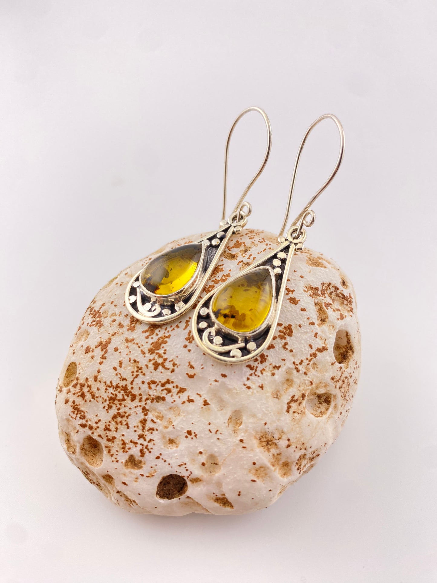 950 Silver Amber Earrings