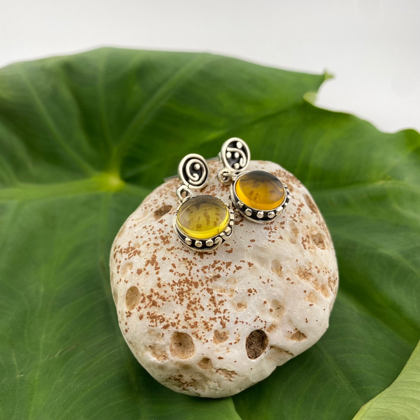 950 Silver Amber Earrings