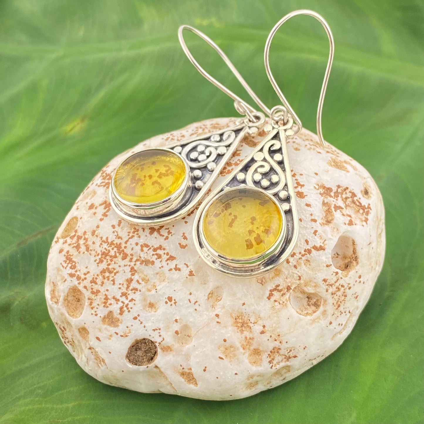 950 Silver Amber Earrings