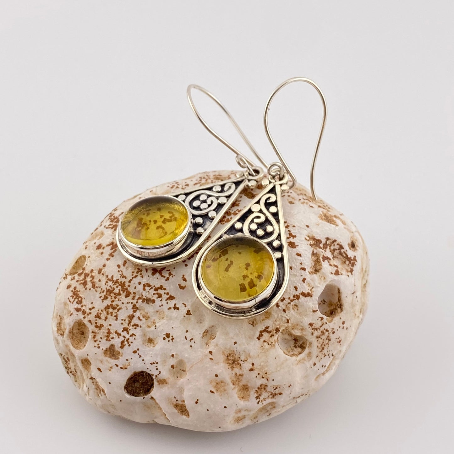 950 Silver Amber Earrings