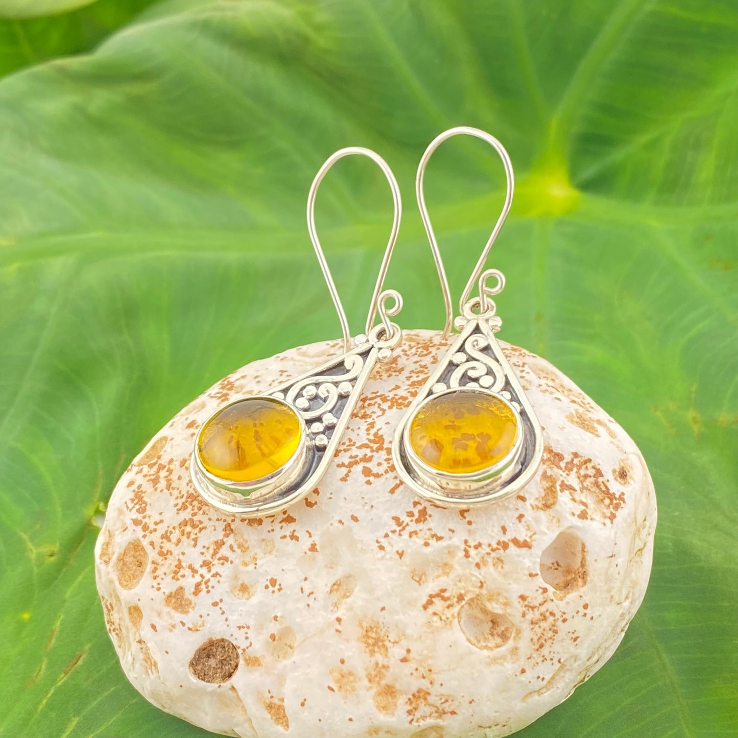 950 Silver Amber Earrings