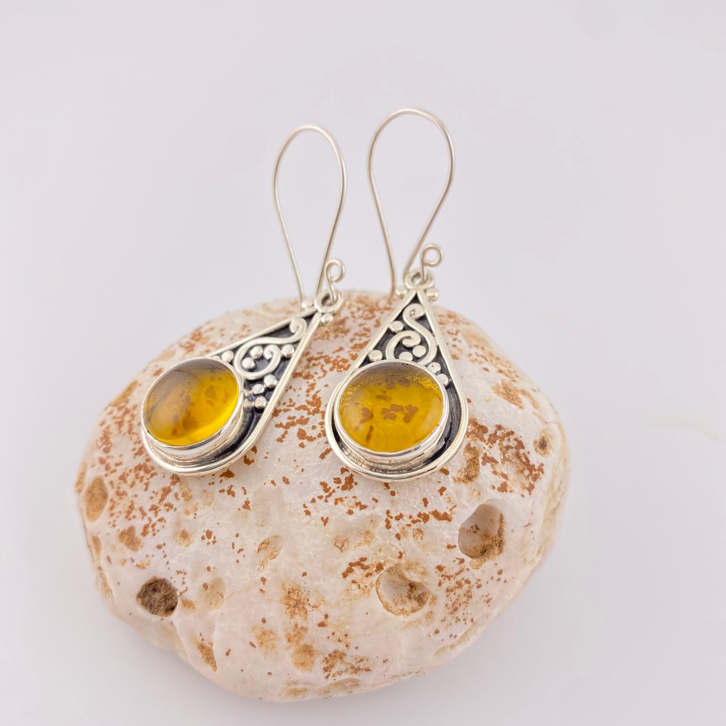 950 Silver Amber Earrings
