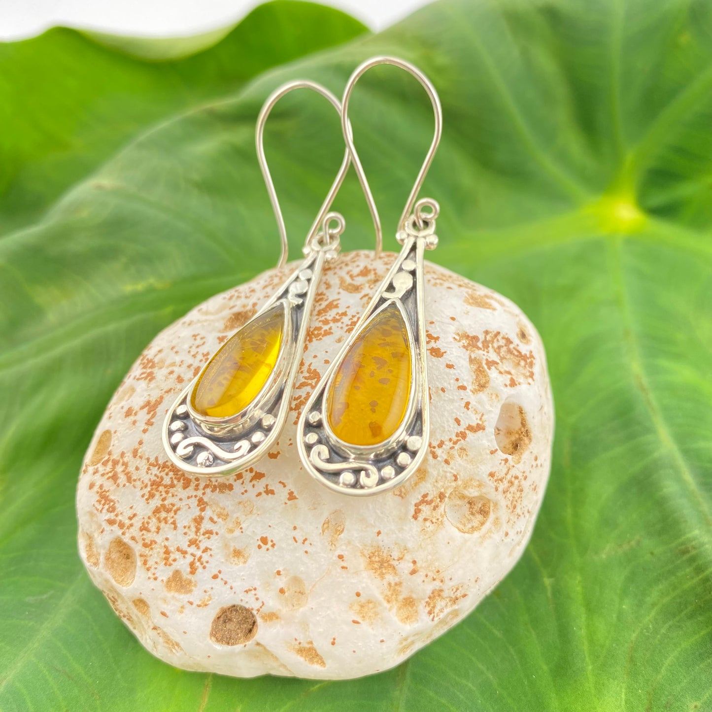950 Silver Amber Earrings