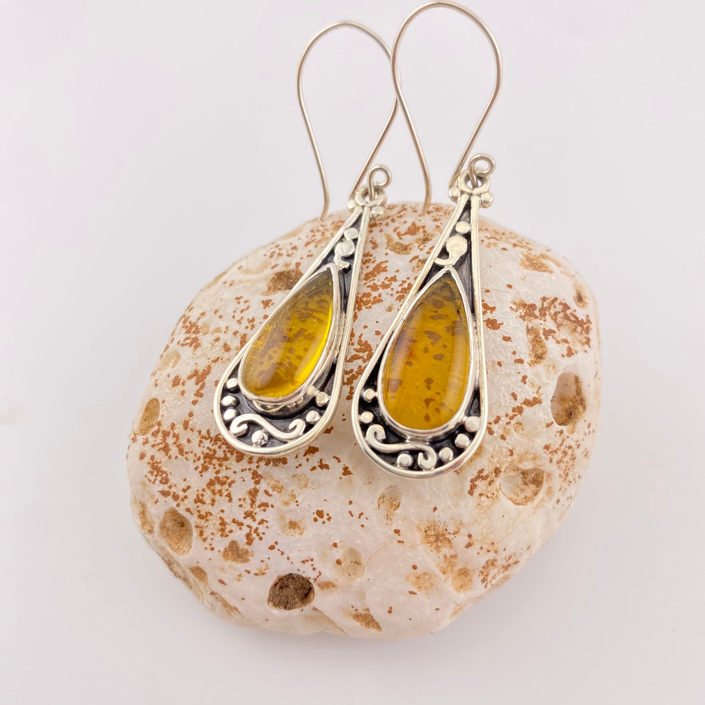 950 Silver Amber Earrings