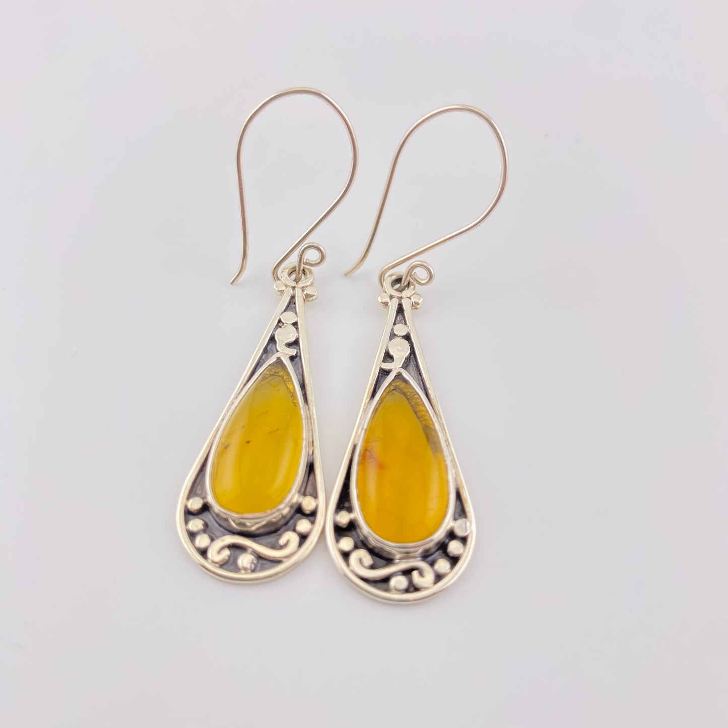 950 Silver Amber Earrings