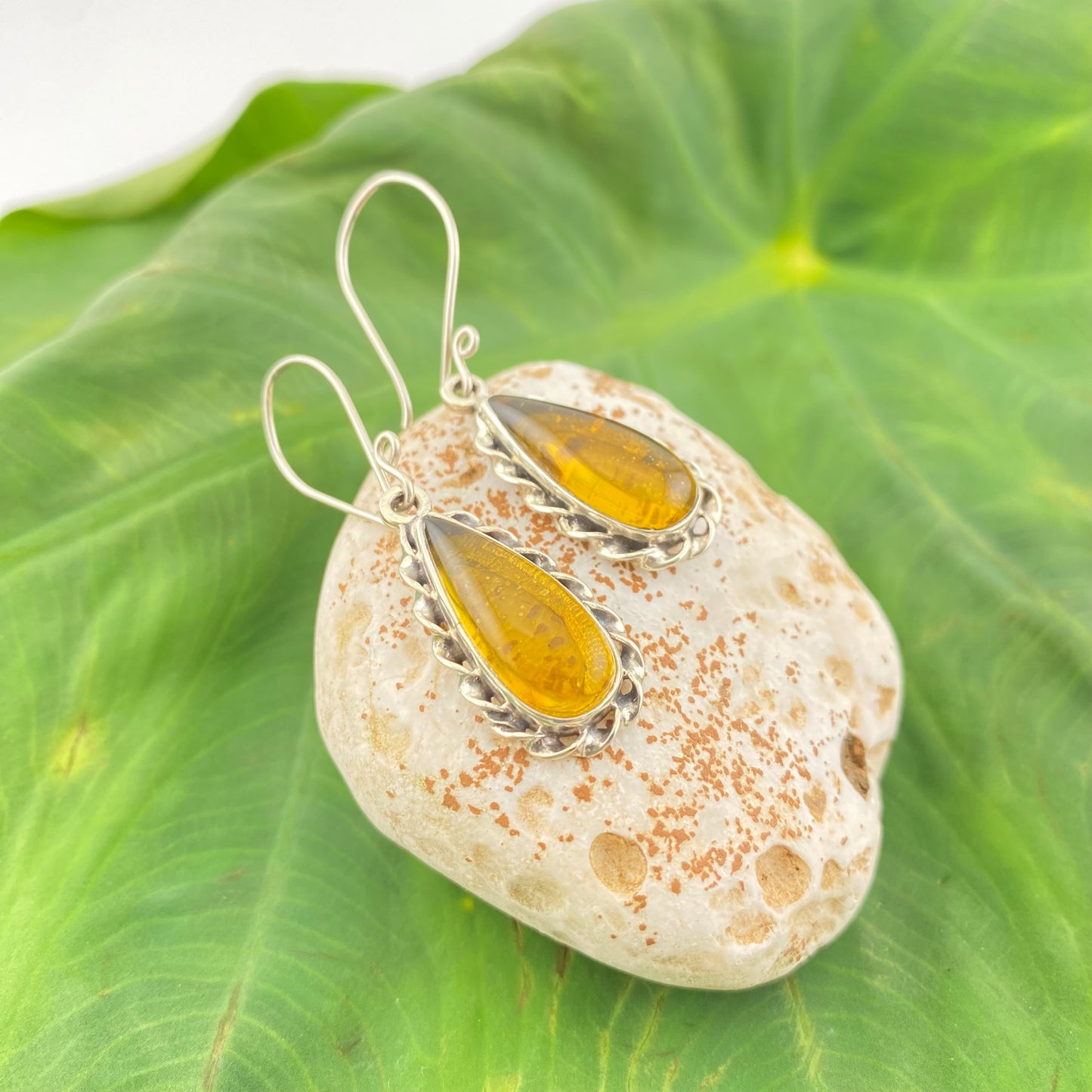950 Silver Amber Earrings