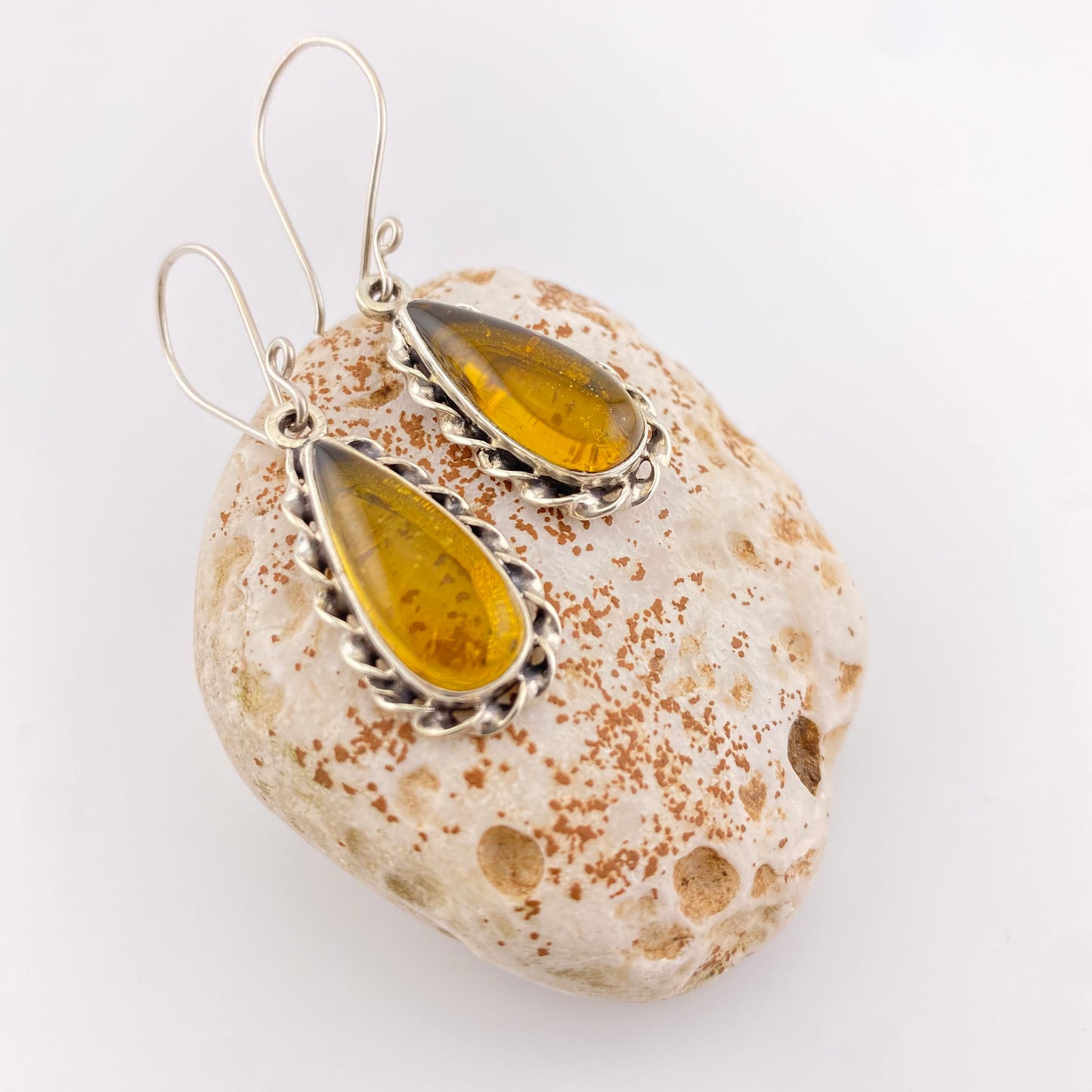 950 Silver Amber Earrings