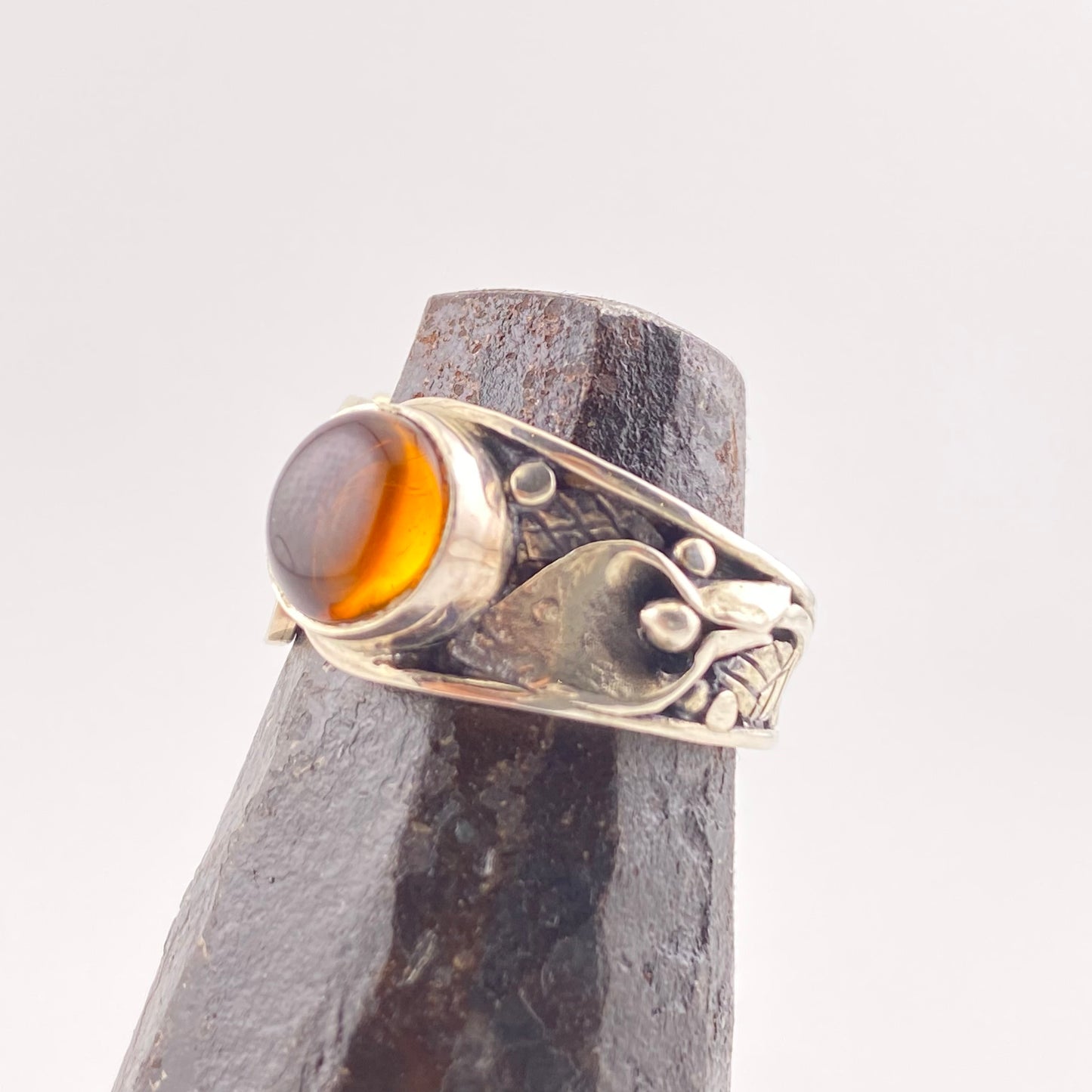 950 Silver Amber Ring size 7