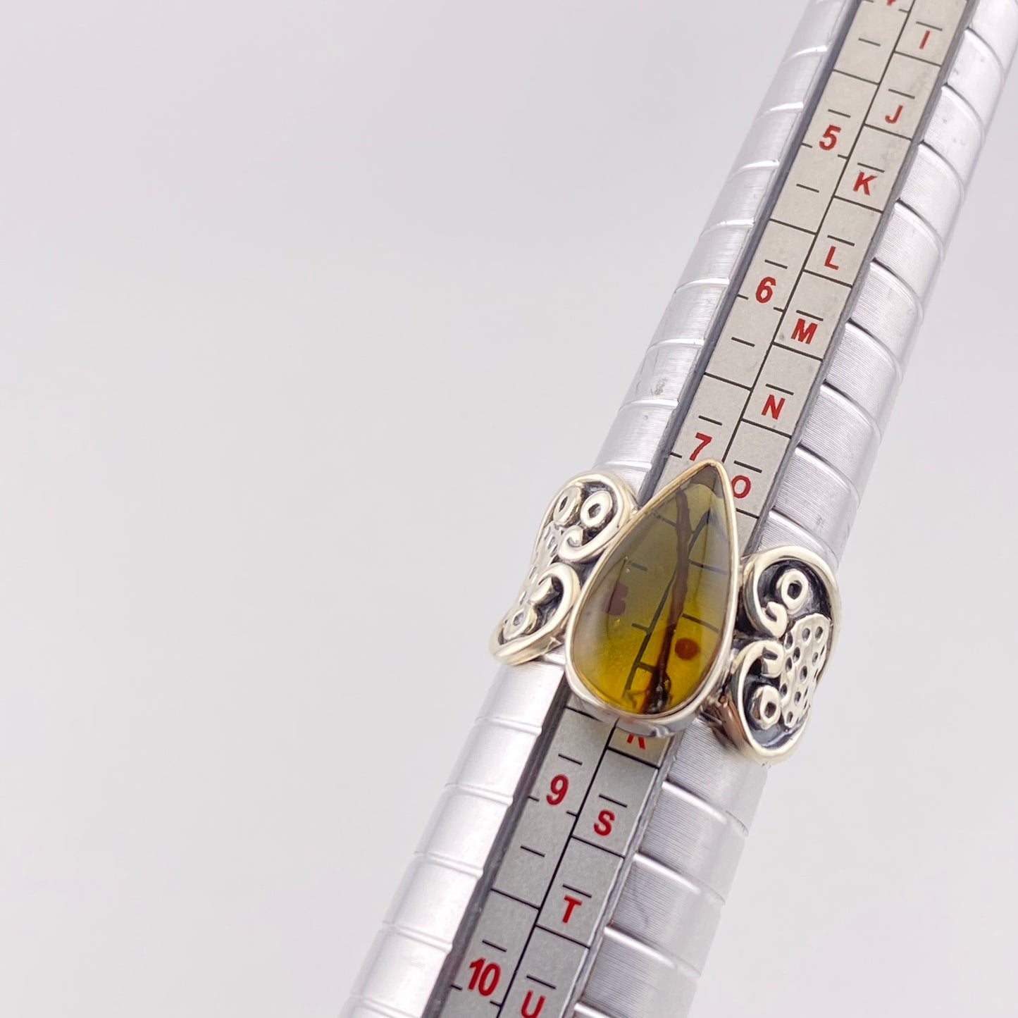 950 Silver Amber Ring