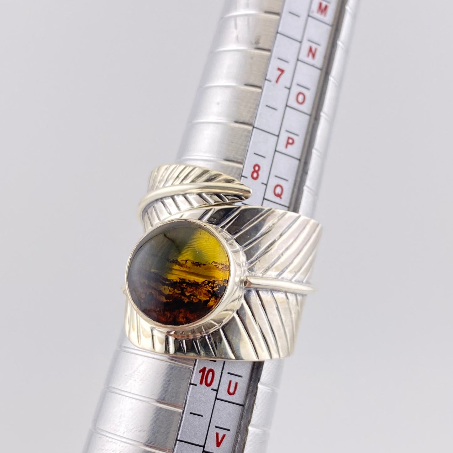 950 Silver Amber Ring