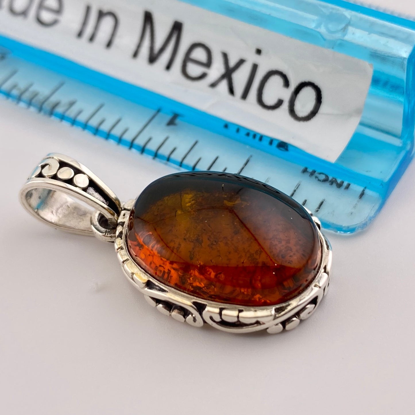 950 Silver Amber Pendant