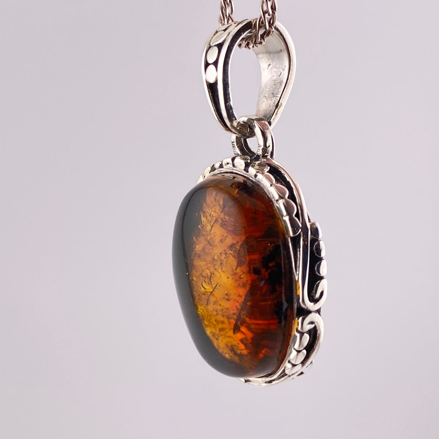 950 Silver Amber Pendant