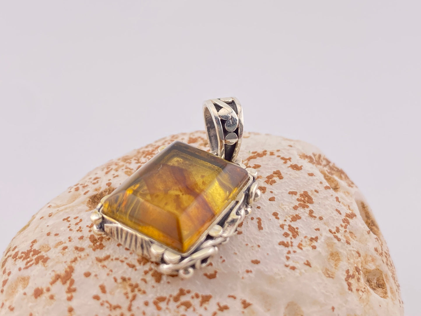 950 Silver Amber Pendant