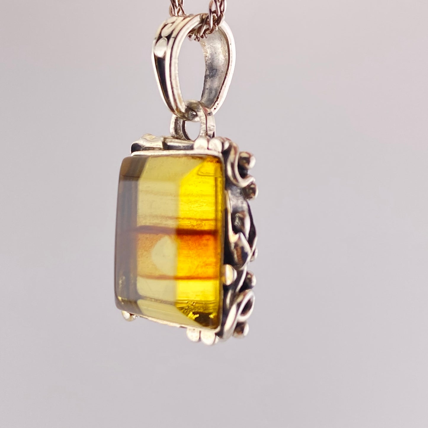 950 Silver Amber Pendant