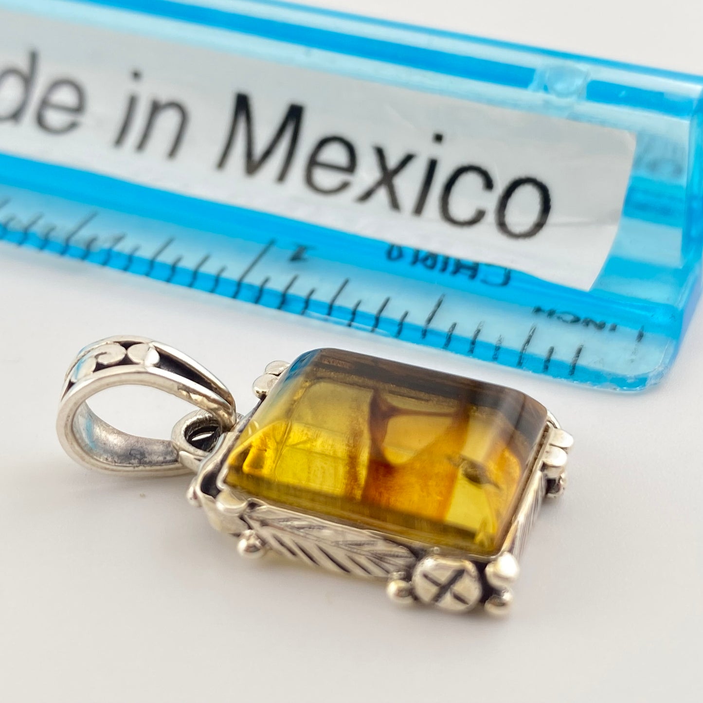 950 Silver Amber Pendant
