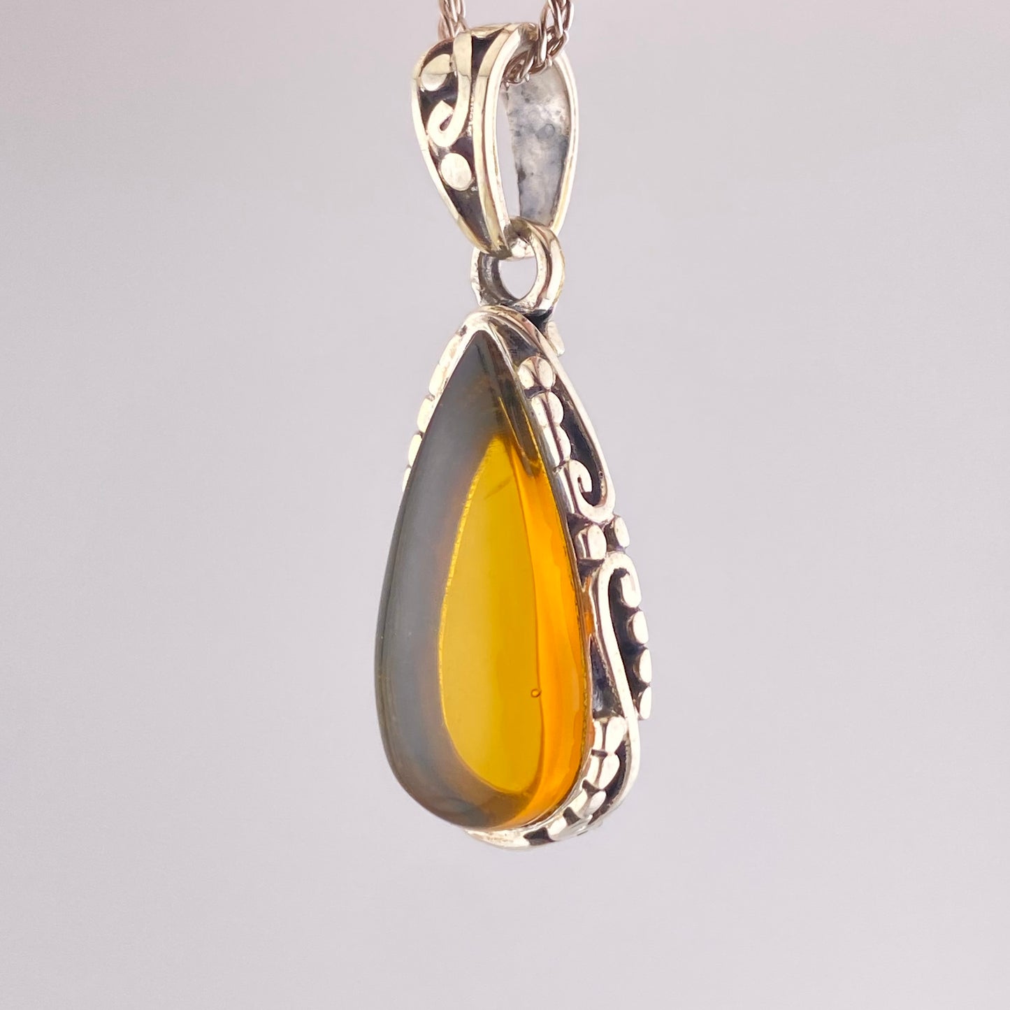 950 Silver Amber Pendant