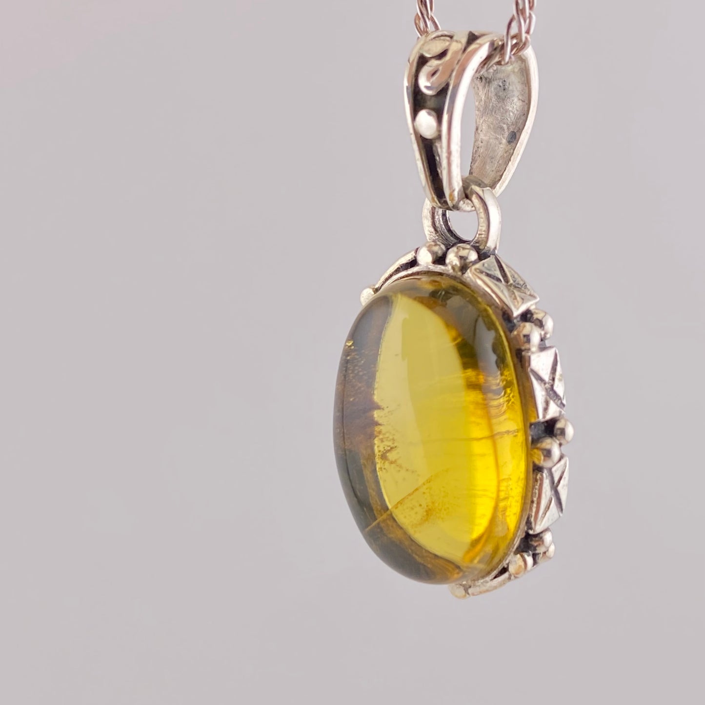 950 Silver Amber Pendant