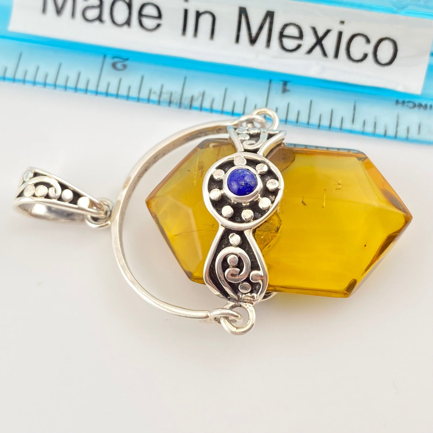 950 Silver Amber Pendant