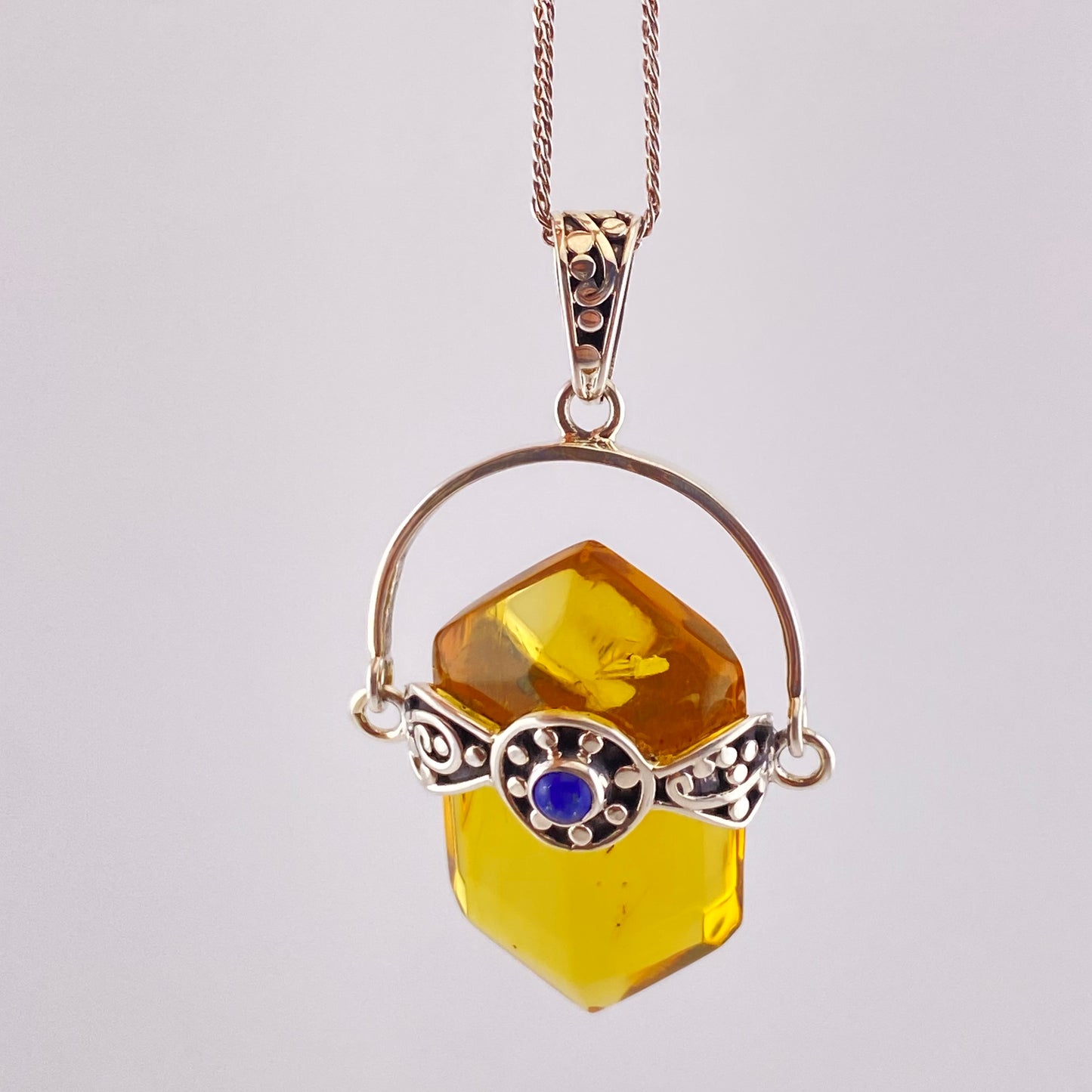 950 Silver Amber Pendant