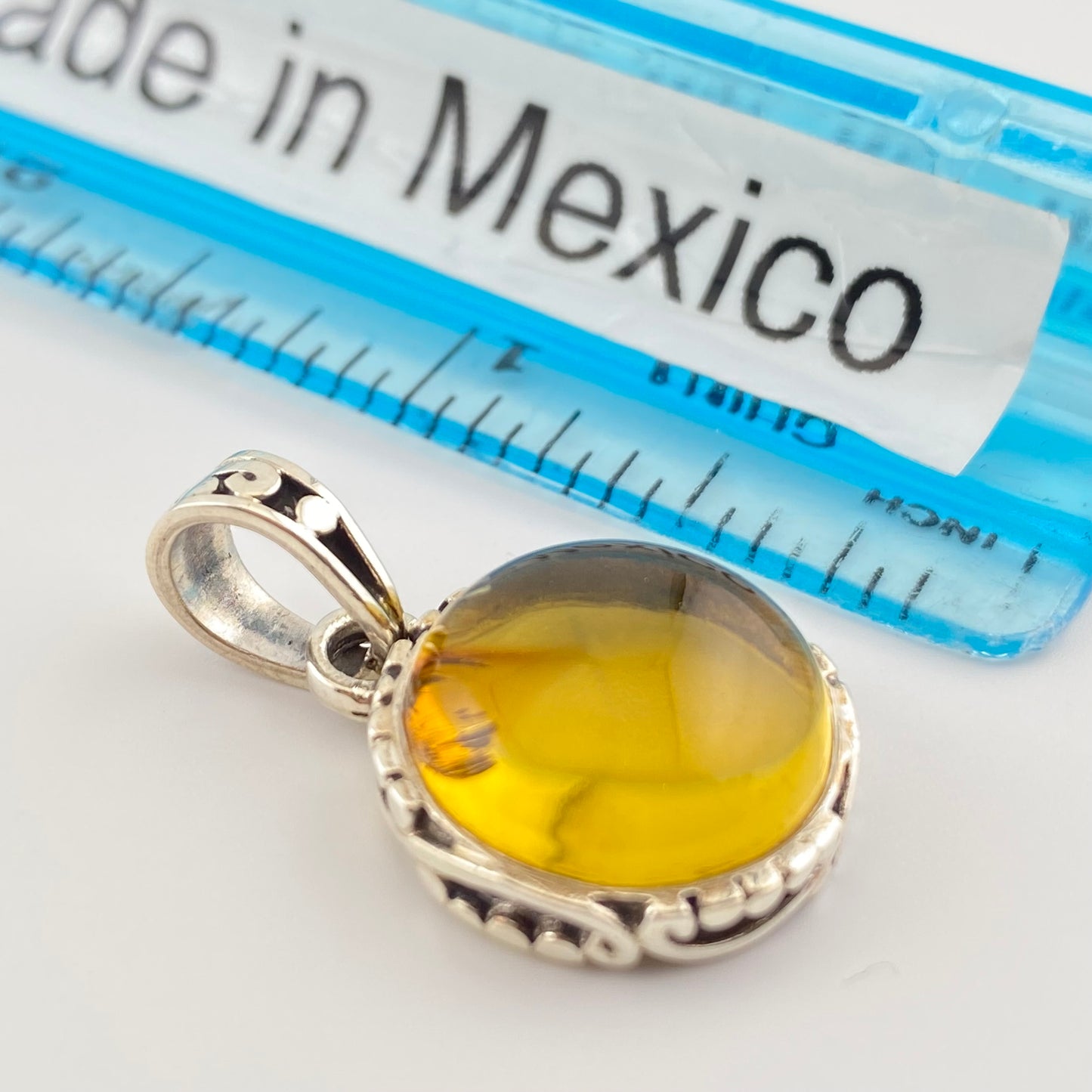 950 Silver Amber Pendant