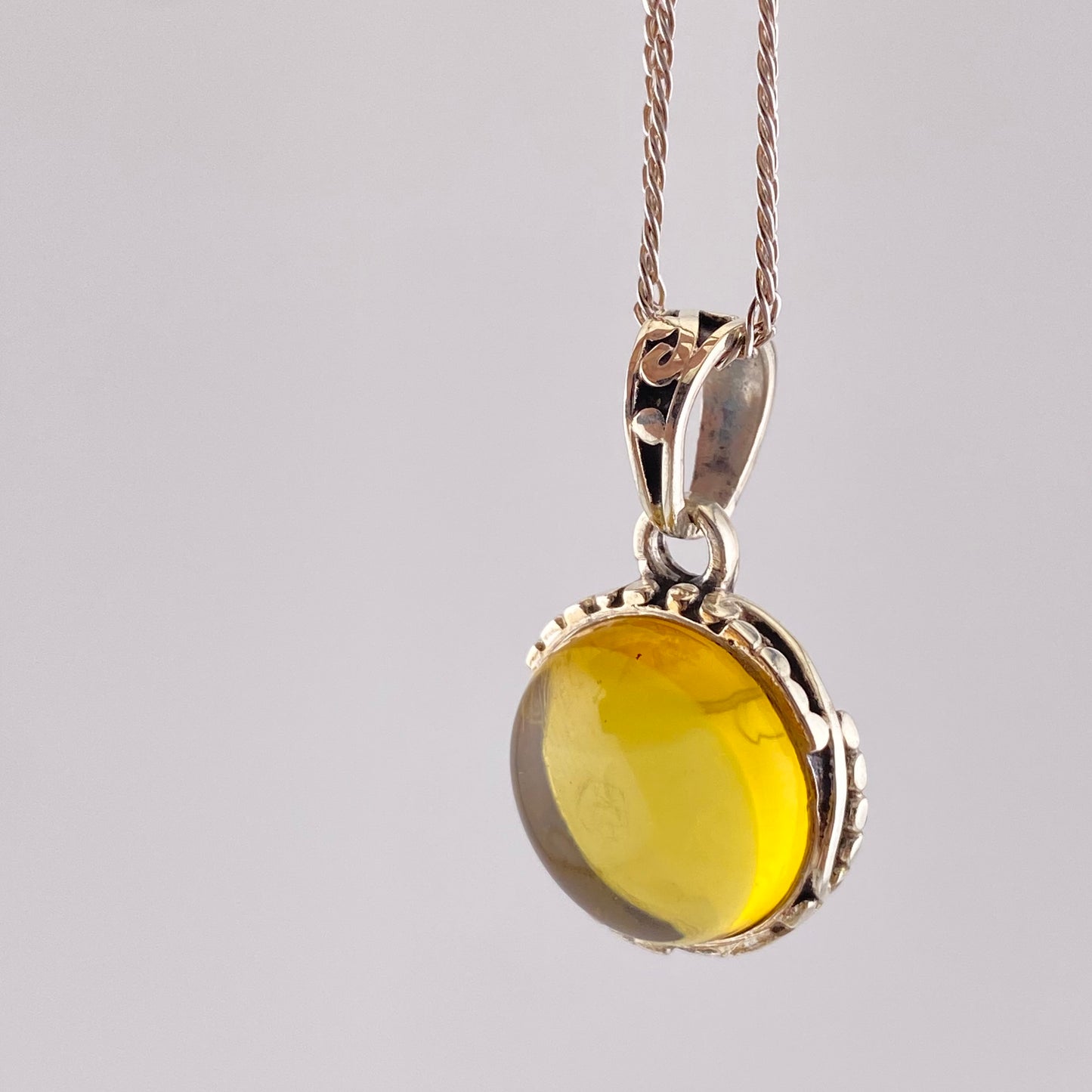 950 Silver Amber Pendant