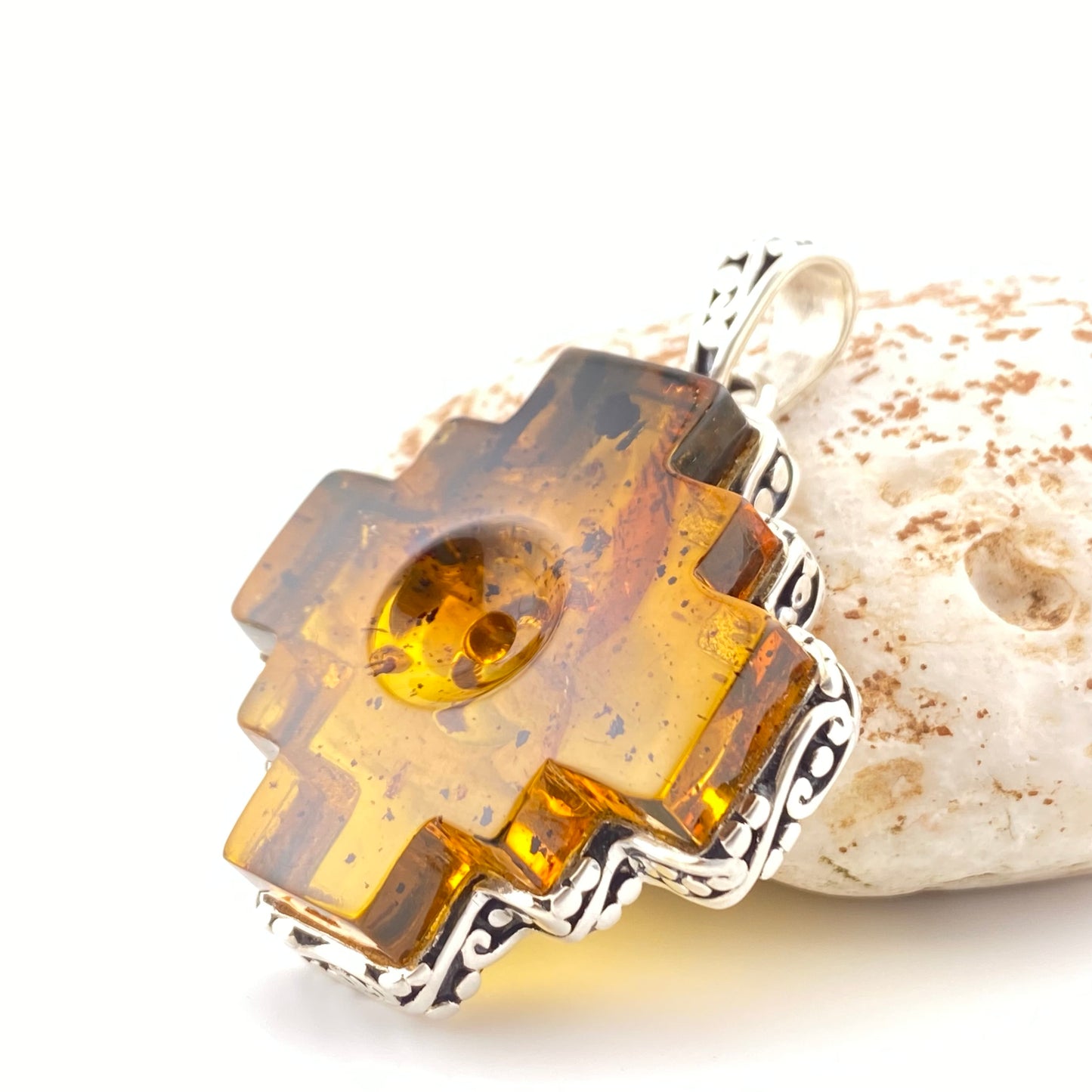 950 Silver Amber Pendant
