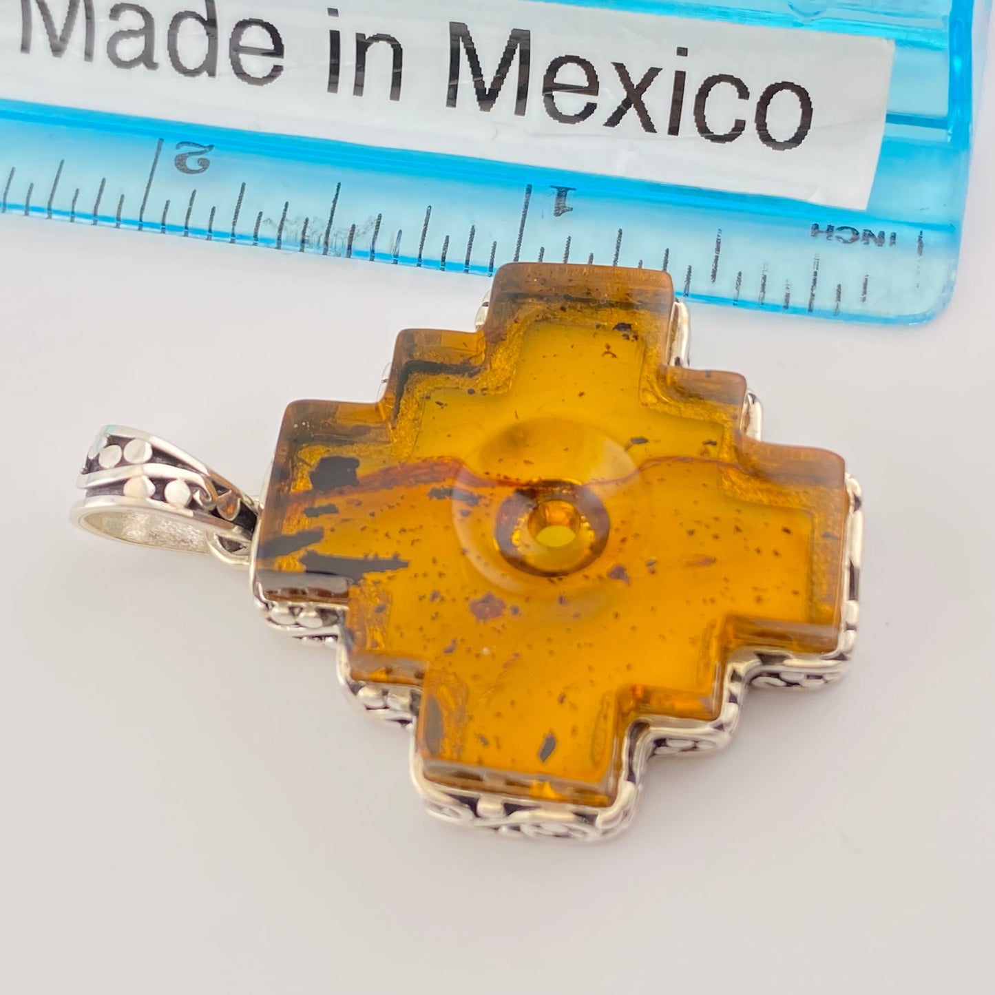 950 Silver Amber Pendant