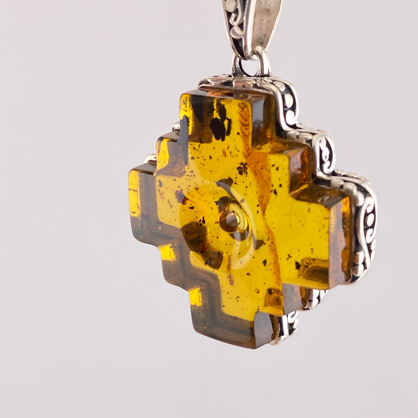 950 Silver Amber Pendant